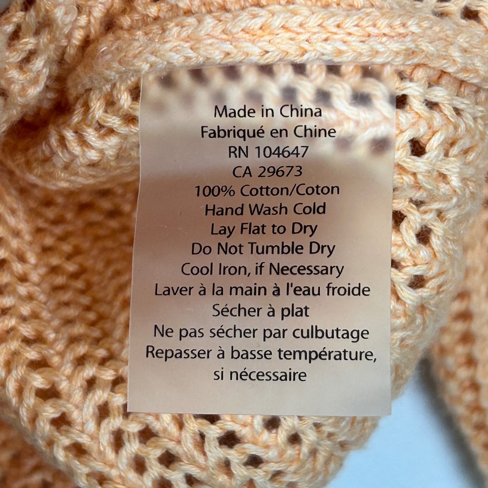 Forte Cashmere Sweater Womens Large Peach Cotton Open Knit Mesh Pullover - Picture 7 of 9